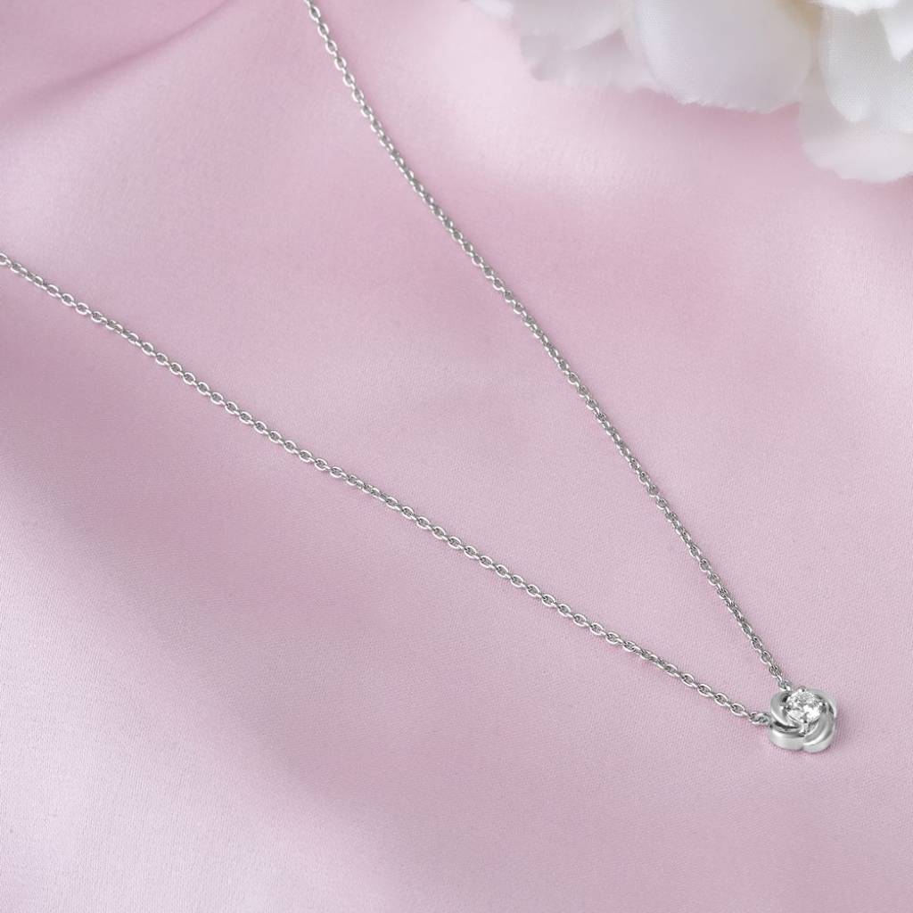 Minimalist Rose Rhodium Plated 925 Sterling Silver Necklace : NL-30367-R