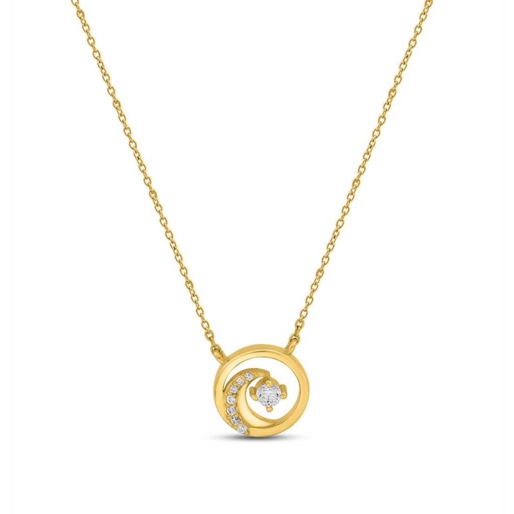 Abstract Radiance Gold Plated 925 Sterling Silver Necklace : NL-30369-G