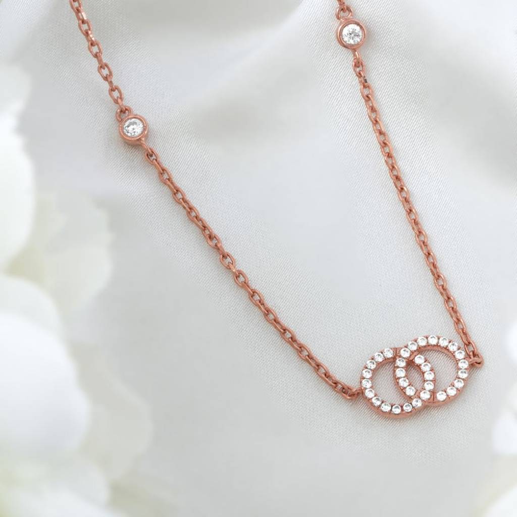 Intertwined Radiance Rose Gold Plated 925 Sterling Silver Necklace : NL-30371-RG