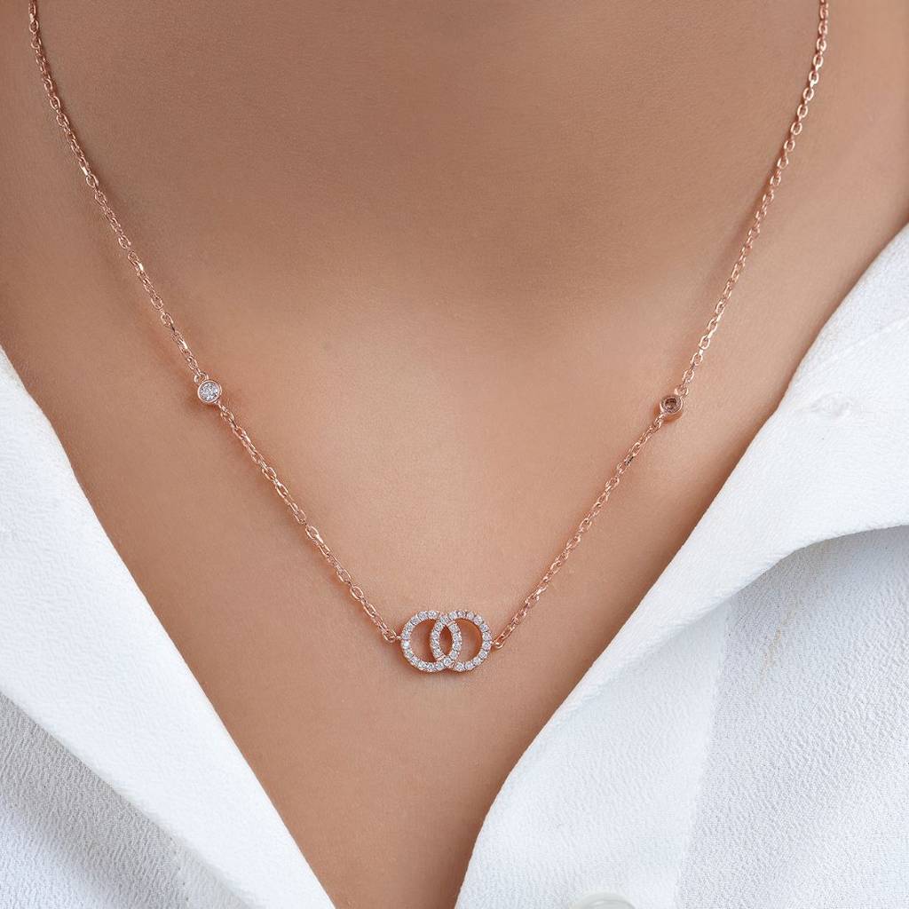 Intertwined Radiance Rose Gold Plated 925 Sterling Silver Necklace : NL-30371-RG
