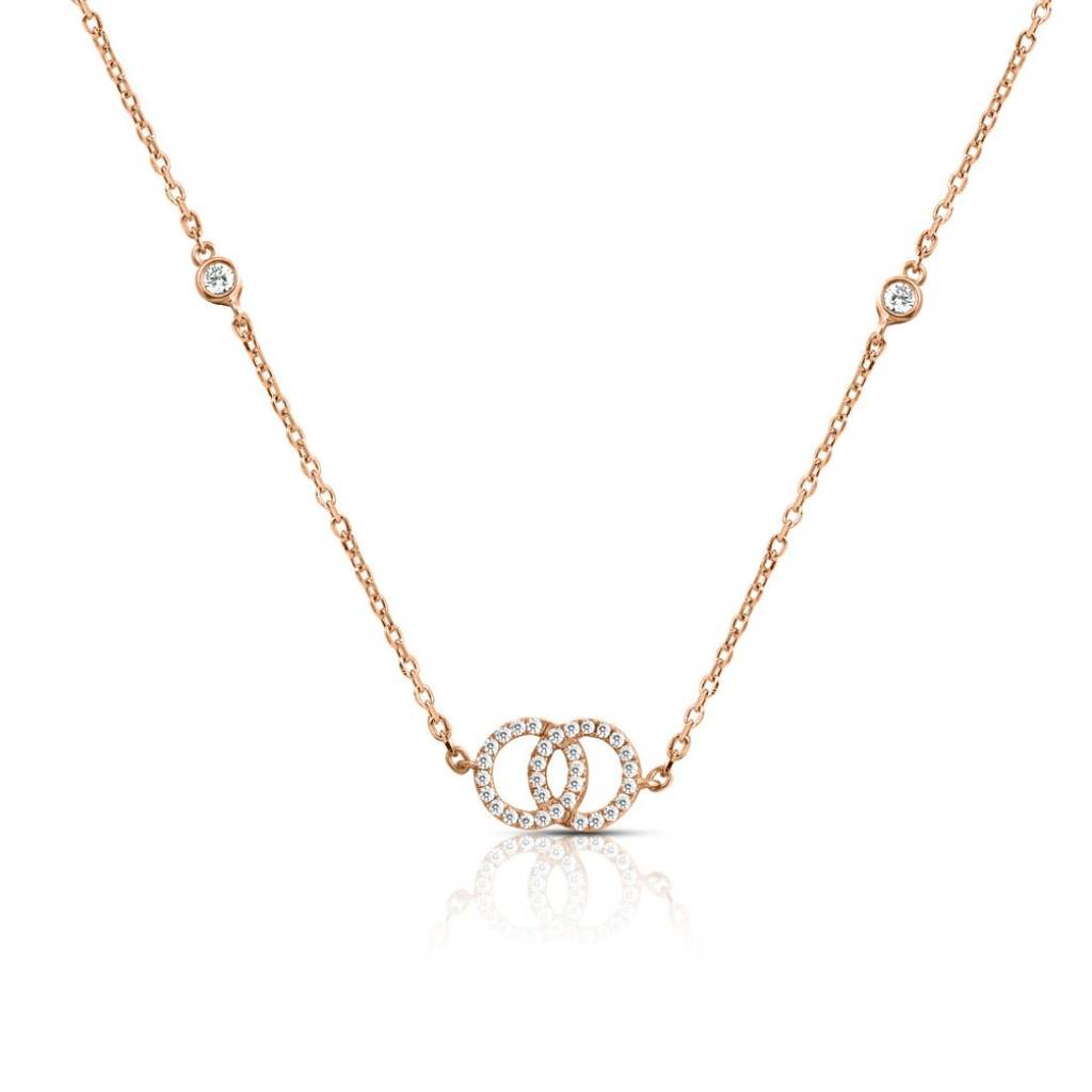 Intertwined Radiance Rose Gold Plated 925 Sterling Silver Necklace : NL-30371-RG