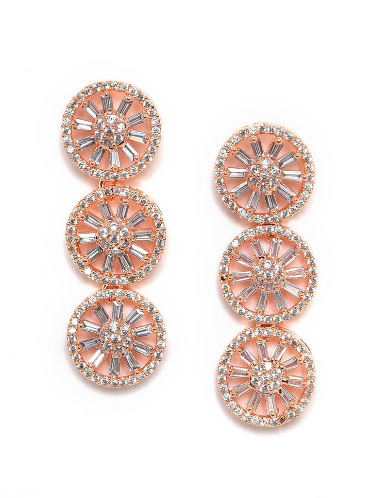 Rose Gold-Plated American Diamond Studded Jewellery Set : NL-JS22-40097