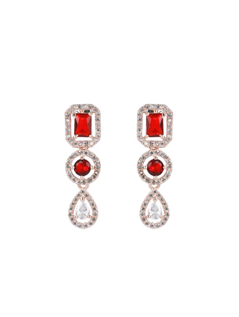 Red American Diamond Rose Gold-Plated &Cz Studded Jewellery Set : NL-JS22-40143