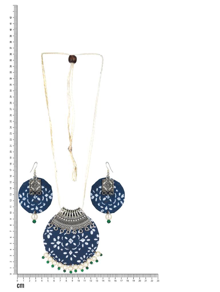 Women Silver-Plated Blue & White Beaded Jewellery Set : NL-JS22-40146