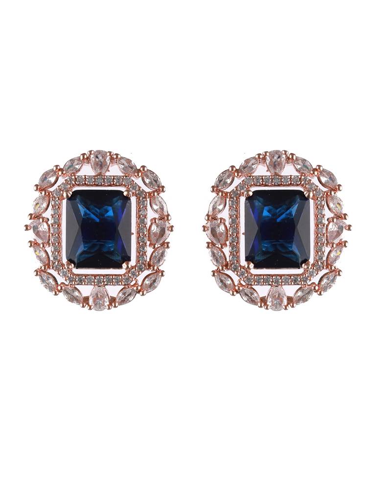 Rose Gold-Plated American Diamond Studded Jewellery Set-Nl-Js22-40187 : NL-JS22-40187