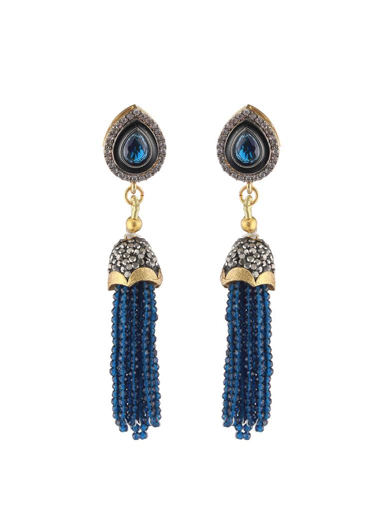 Gold-Plated Stone Studded & Beaded Necklace And Earrings-Nl-Js23-40216 : NL-JS23-40216