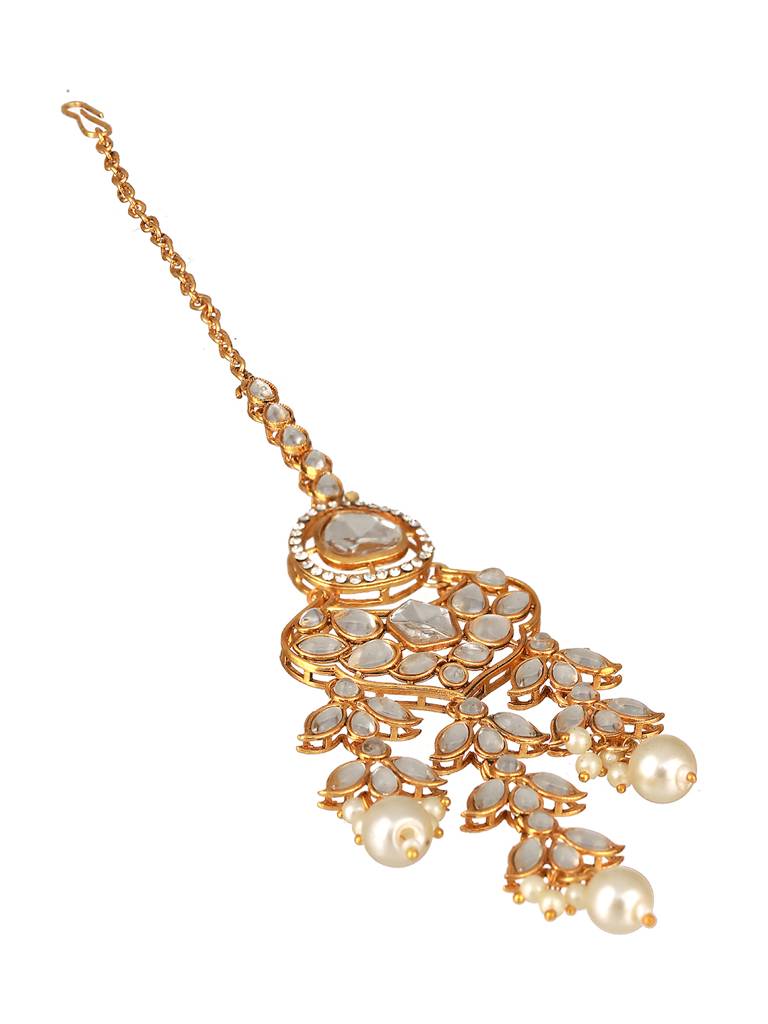 Gold Plated Stones Studded & Beaded Jewellery Set : NL-JS23-40367