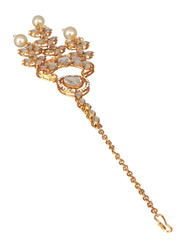 Gold Plated Stones Studded & Beaded Jewellery Set : NL-JS23-40367