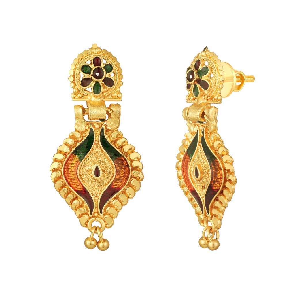 22K Gold Plated Peacock Design Necklace Set With Matching Earrings-40444 : NL-JS25-40444