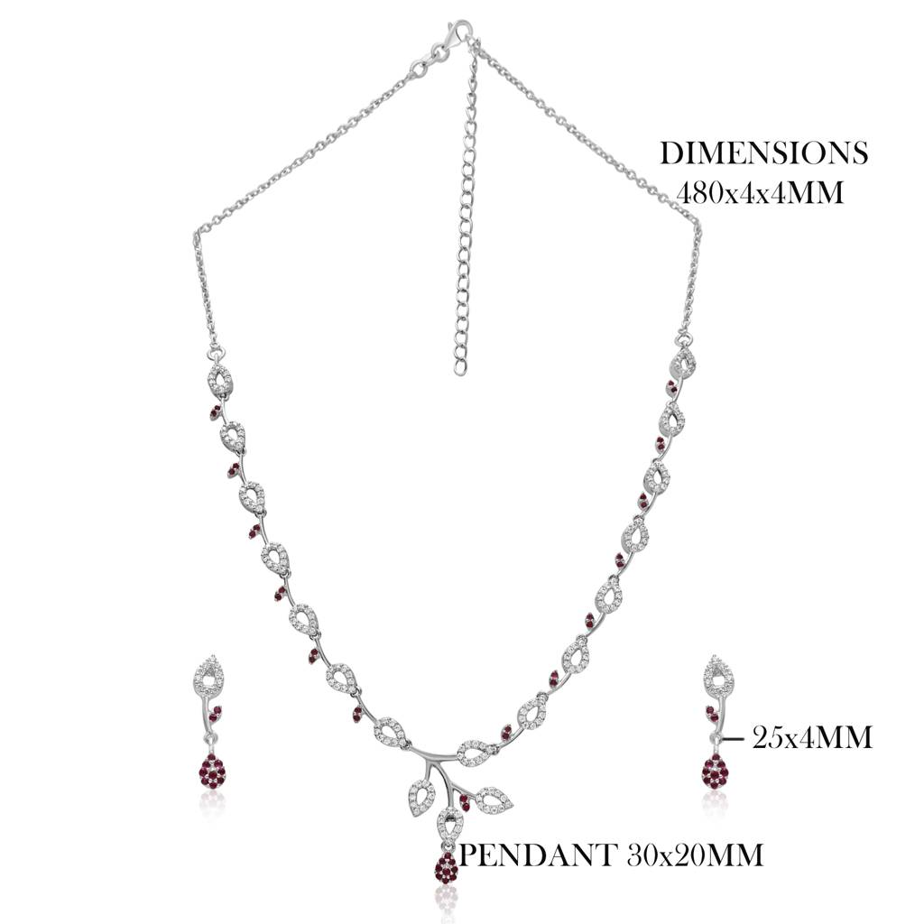 925 Sterling Silver Necklace & Drop Earrings Set | Statement Neckpiece Set : NL1007