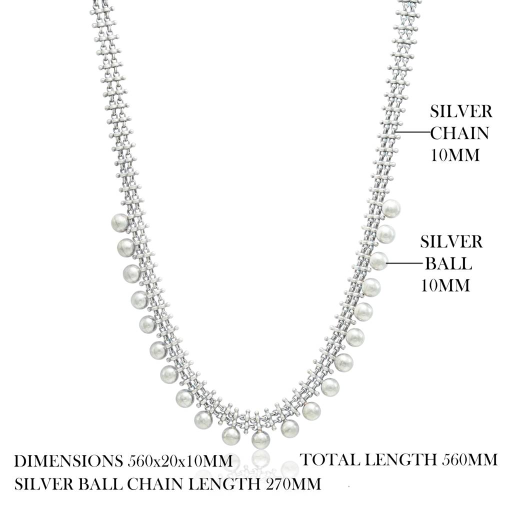 925 Pure Silver Antique Elegant Necklace | Classic Pearl Beaded Necklace : NL1031A