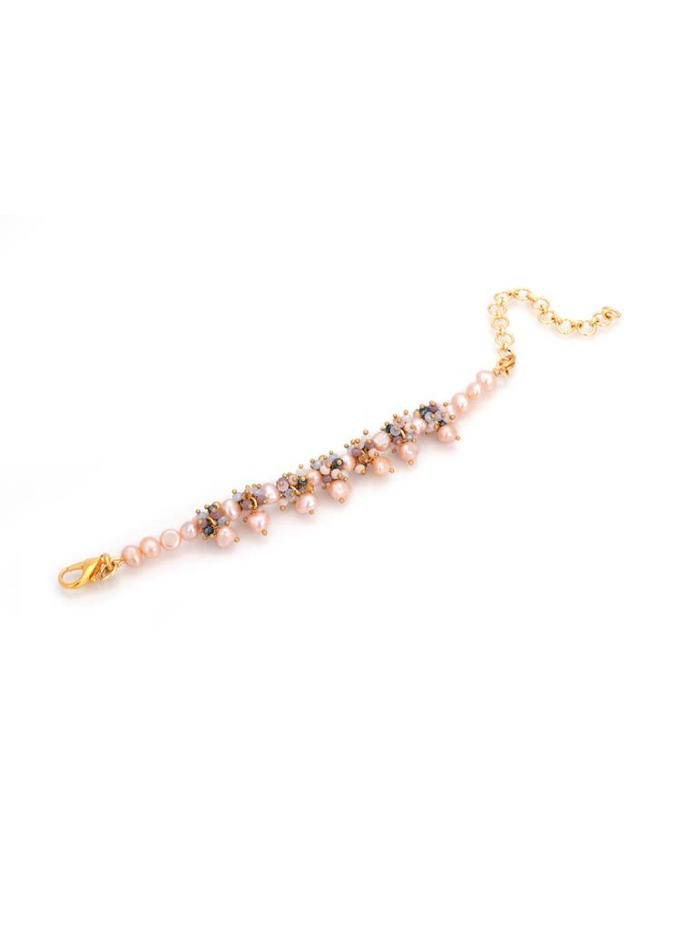Colourful Fresh Water Pearl Thin Designer Adjustable Bracelet : NLBR-129-02MULTI