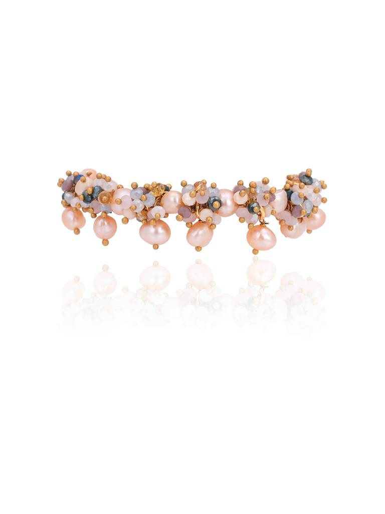 Colourful Fresh Water Pearl Thin Designer Adjustable Bracelet : NLBR-129-02MULTI