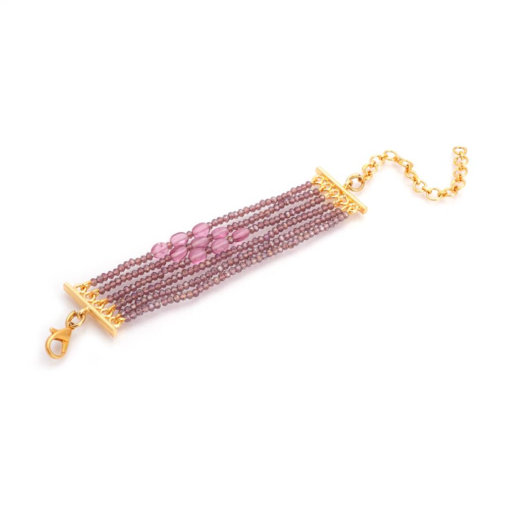 White Stone And Crystal Evening Wear Adjustable Bracelet : NLBR-131-01WINE