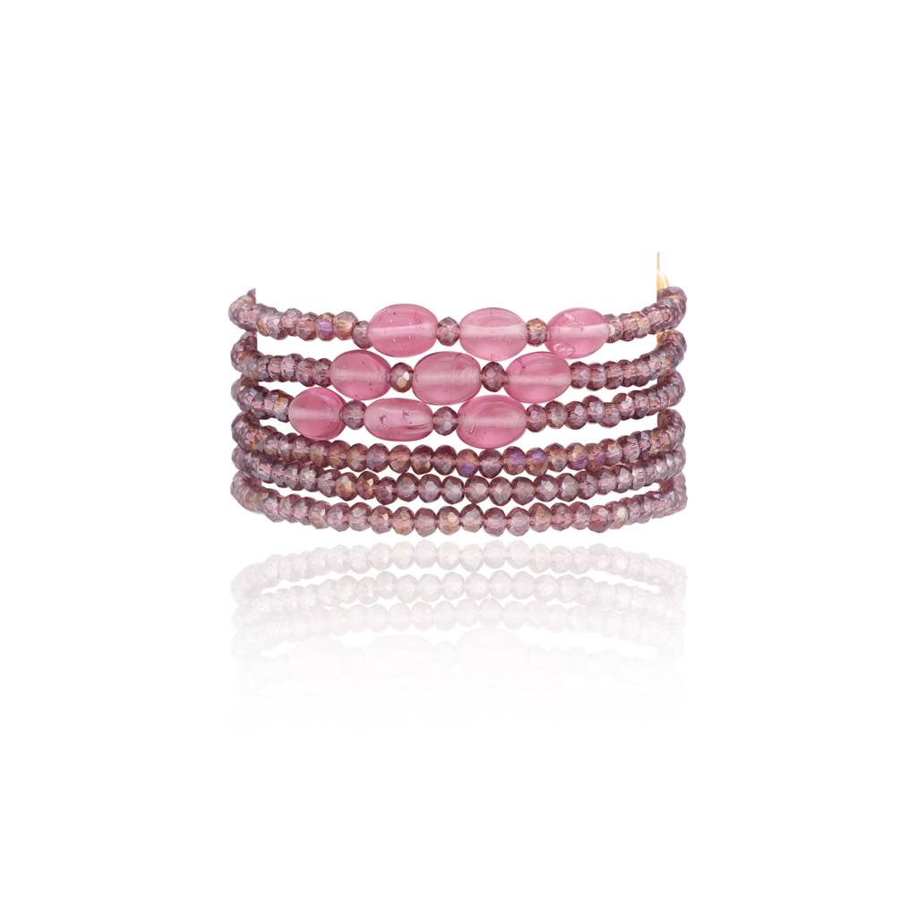 White Stone And Crystal Evening Wear Adjustable Bracelet : NLBR-131-01WINE