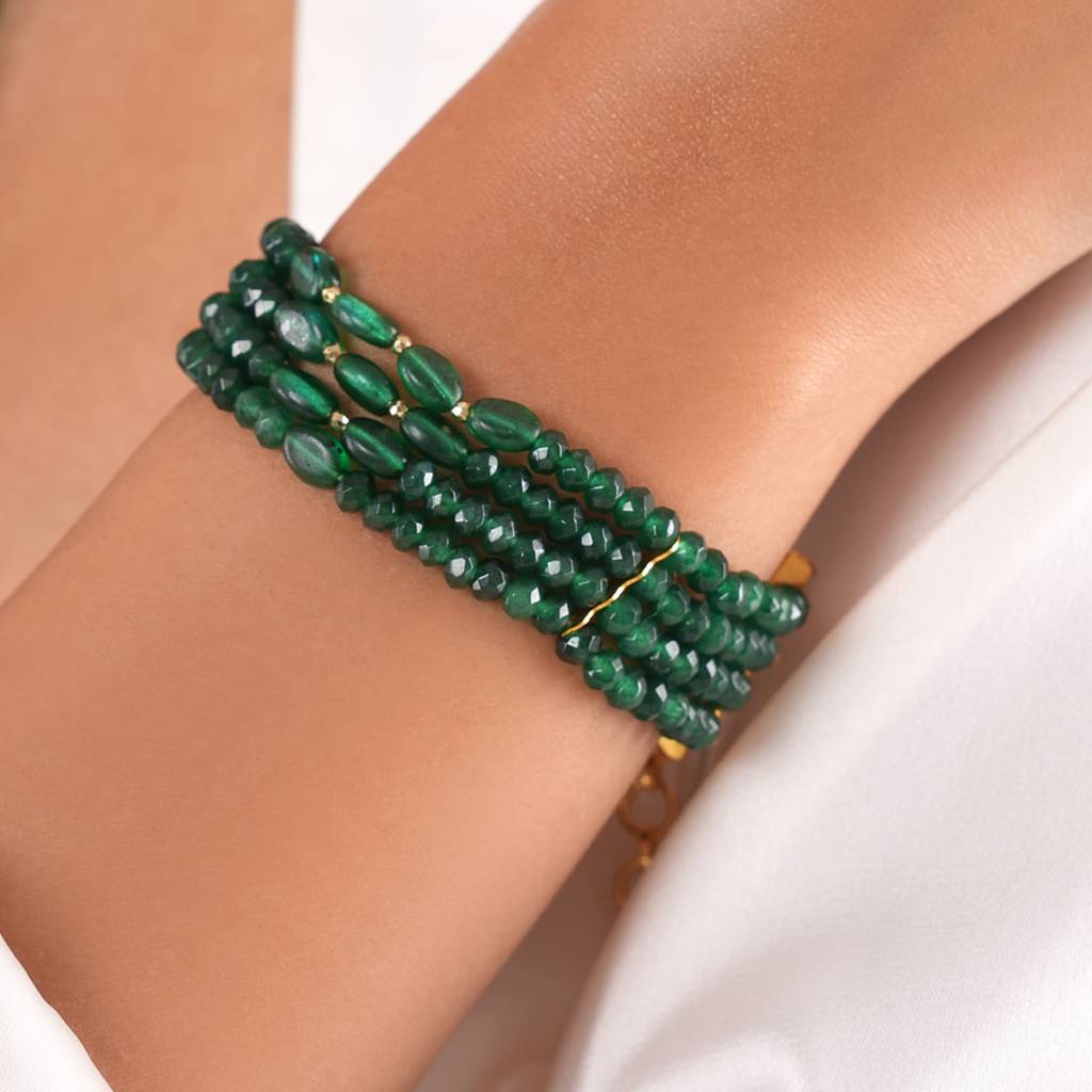 Emerald Green Elegant Adjustable Bracelet : NLBR-135-01GREEN