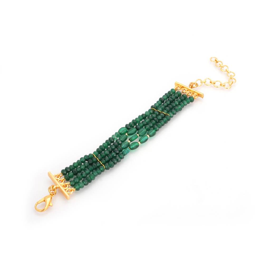 Emerald Green Elegant Adjustable Bracelet : NLBR-135-01GREEN