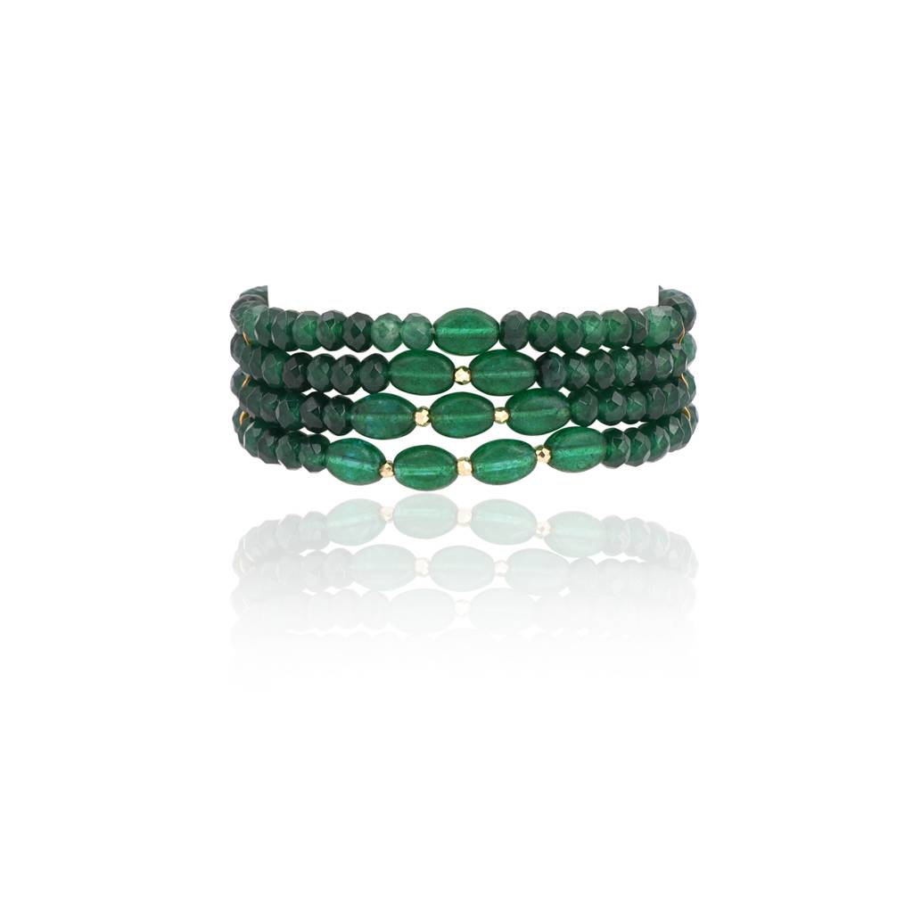 Emerald Green Elegant Adjustable Bracelet : NLBR-135-01GREEN