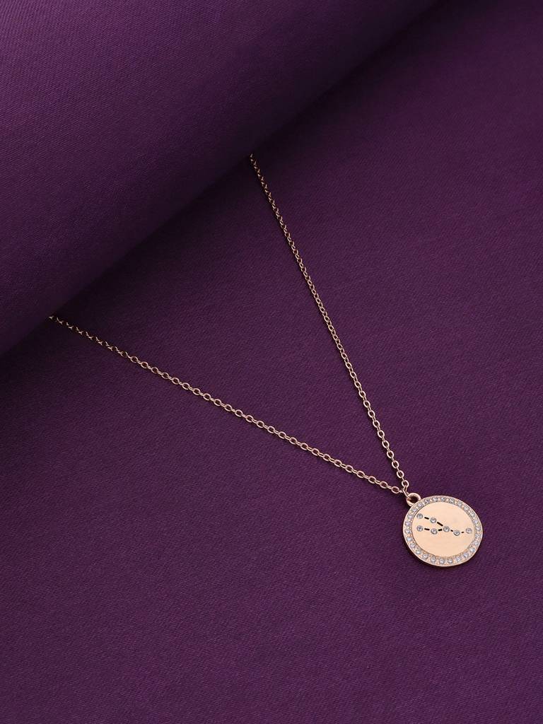 Sterling Silver Rose Gold Minimalistic Taurus Single Zodiac Chain Necklace : NLCS101-RG-NA