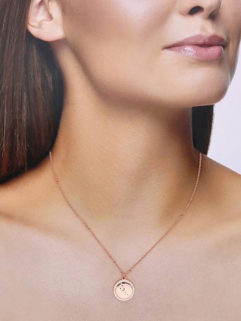 Sterling Silver Rose Gold Minimalistic Taurus Single Zodiac Chain Necklace : NLCS101-RG-NA