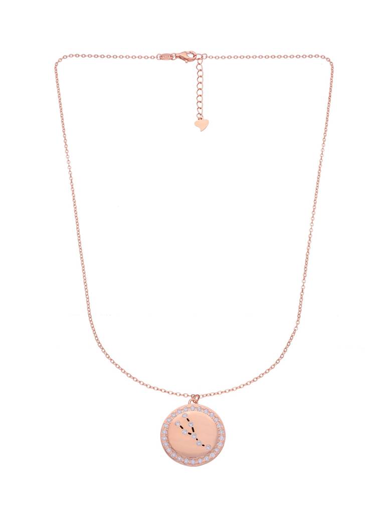 Sterling Silver Rose Gold Minimalistic Taurus Single Zodiac Chain Necklace : NLCS101-RG-NA
