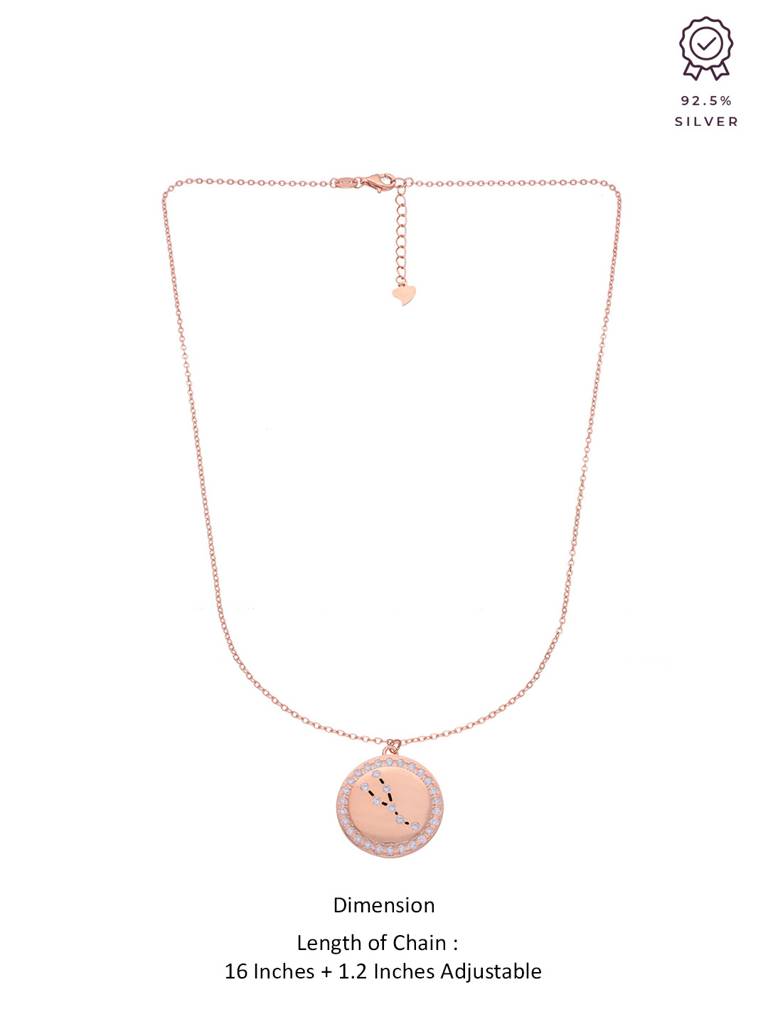 Sterling Silver Rose Gold Minimalistic Taurus Single Zodiac Chain Necklace : NLCS101-RG-NA