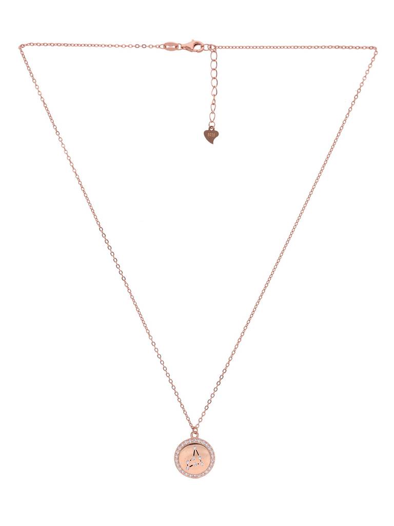 Sterling Silver Rose Gold Minimalistic Capricorn Single Zodiac Chain Necklace : NLCS105-RG-NA