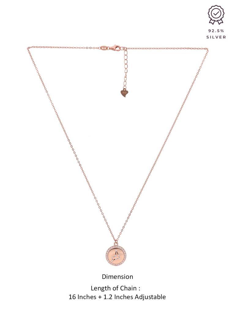 Sterling Silver Rose Gold Minimalistic Capricorn Single Zodiac Chain Necklace : NLCS105-RG-NA
