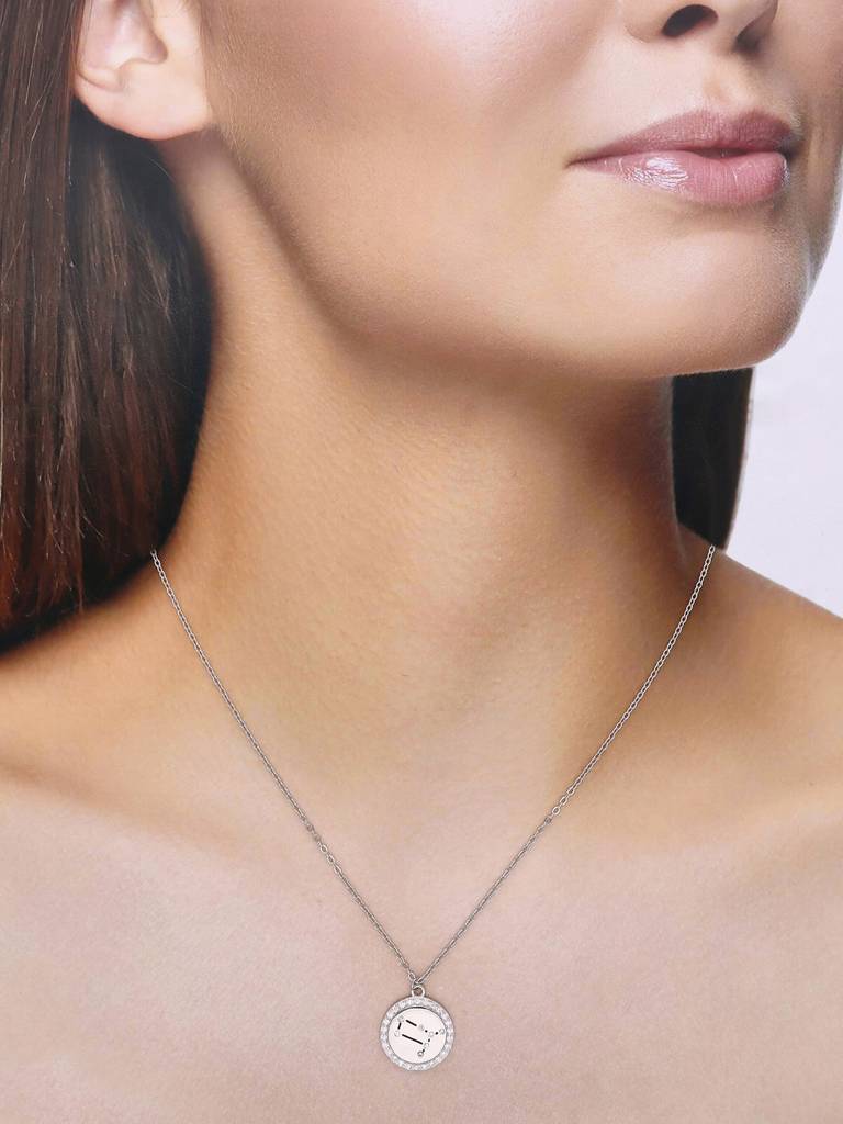 Sterling Silver Minimalistic Gemini Single Zodiac Chain Necklace : NLCS106-S-NA