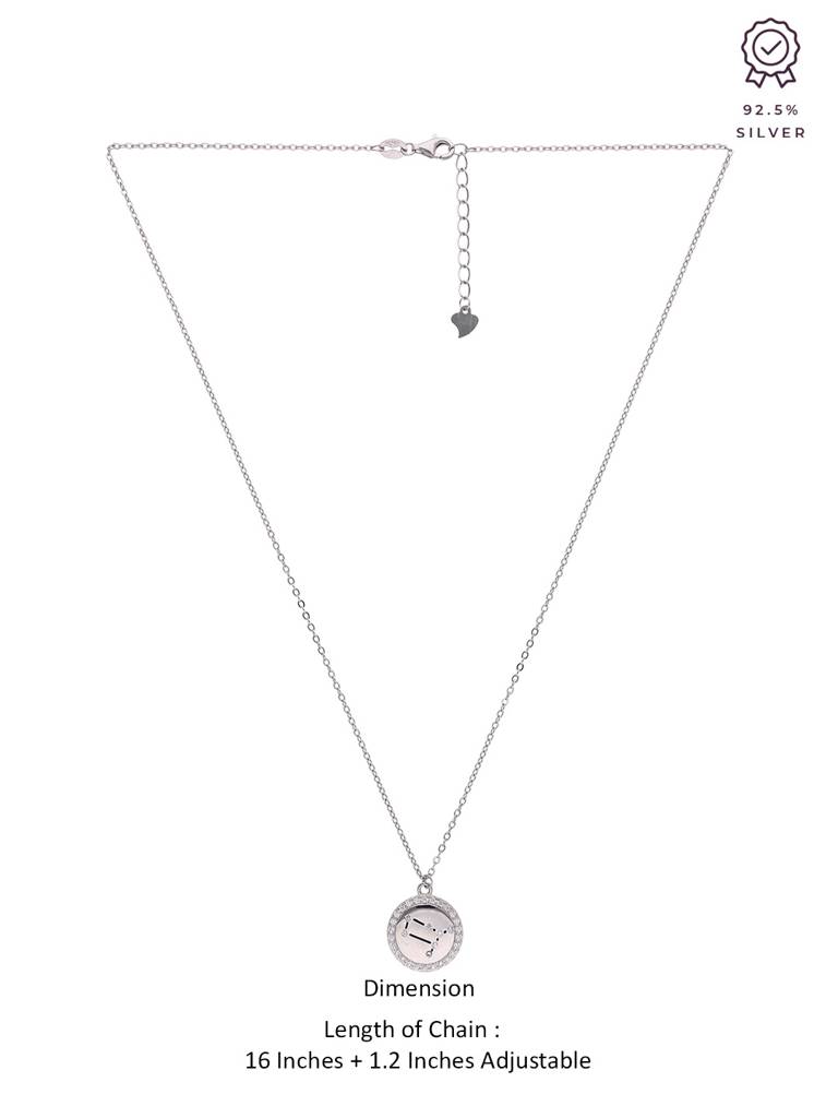 Sterling Silver Minimalistic Gemini Single Zodiac Chain Necklace : NLCS106-S-NA