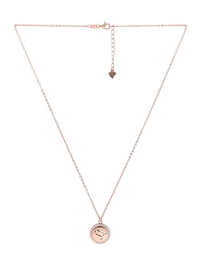 Sterling Silver Rose Gold Minimalistic Gemini Single Zodiac Chain Necklace : NLCS107-RG-NA