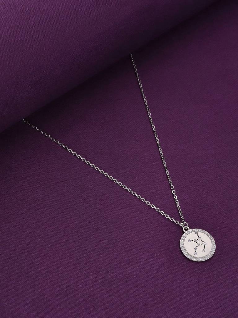 Sterling Silver Minimalistic Virgo Single Zodiac Chain Necklace : NLCS108-S-NA