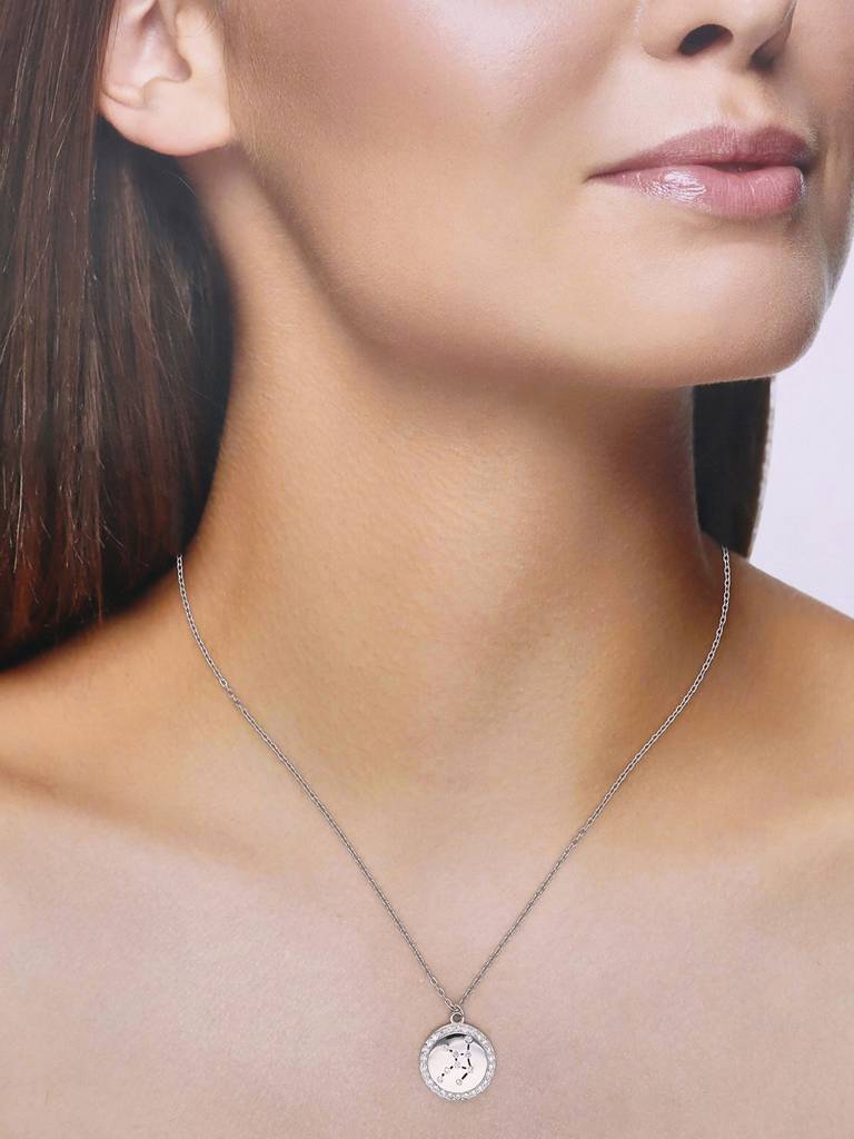 Sterling Silver Minimalistic Virgo Single Zodiac Chain Necklace : NLCS108-S-NA