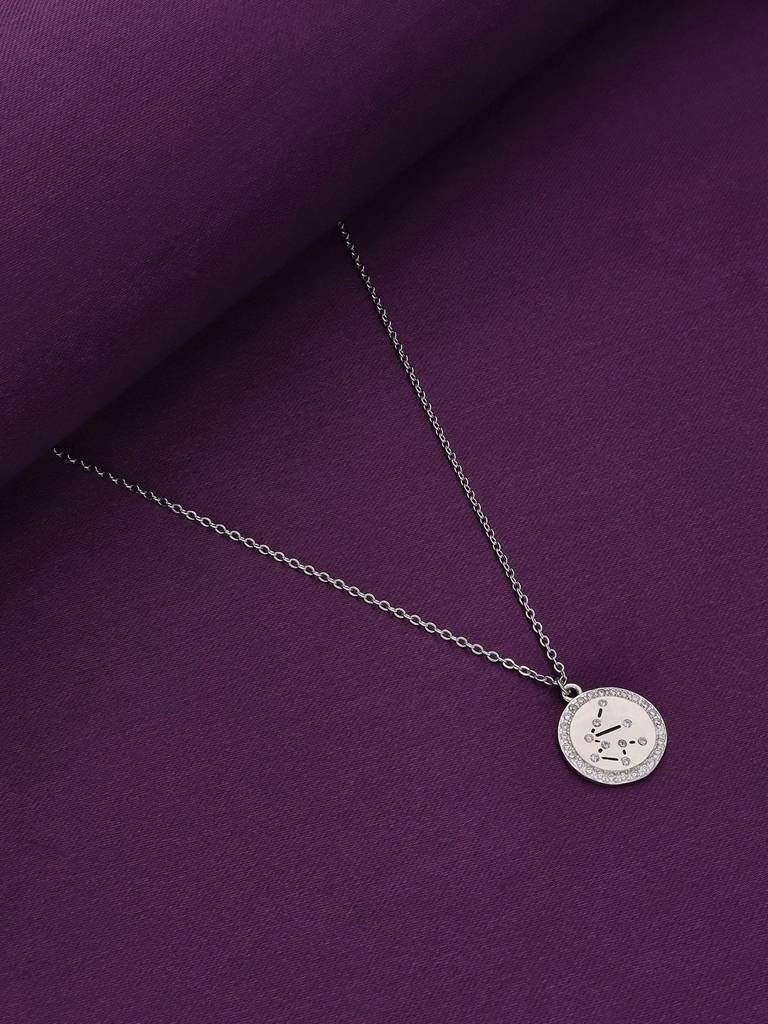 Sterling Silver Minimalistic Aquarius Single Zodiac Chain Necklace : NLCS116-S-NA