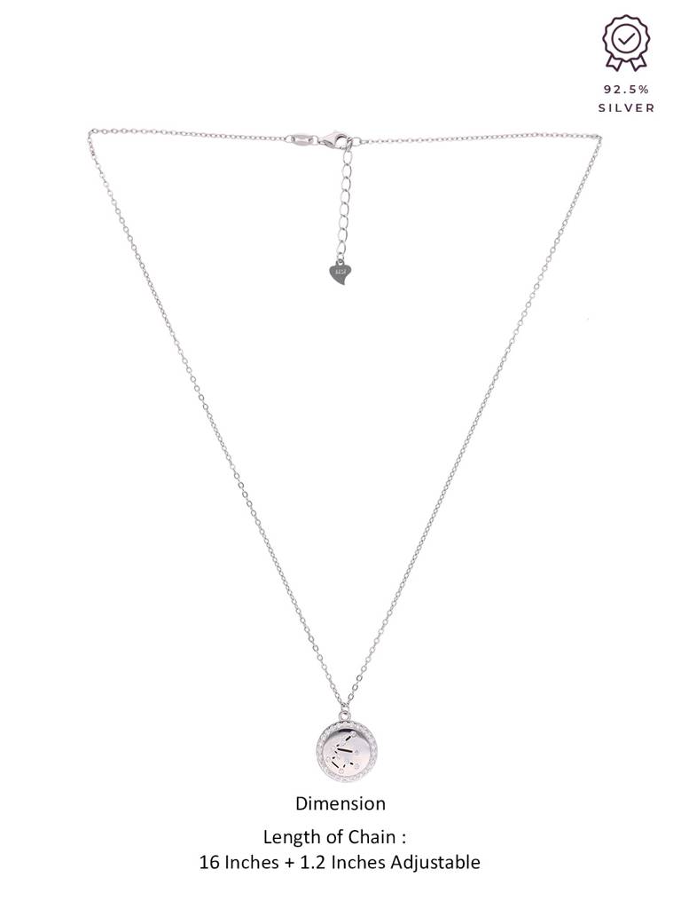 Sterling Silver Minimalistic Aquarius Single Zodiac Chain Necklace : NLCS116-S-NA