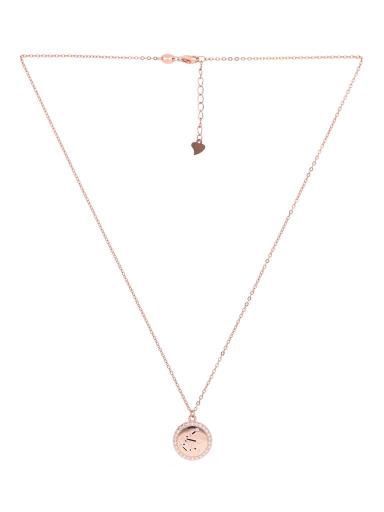 Sterling Silver Rose Gold Minimalistic Aquarius Single Zodiac Chain Necklace : NLCS117-RG-NA