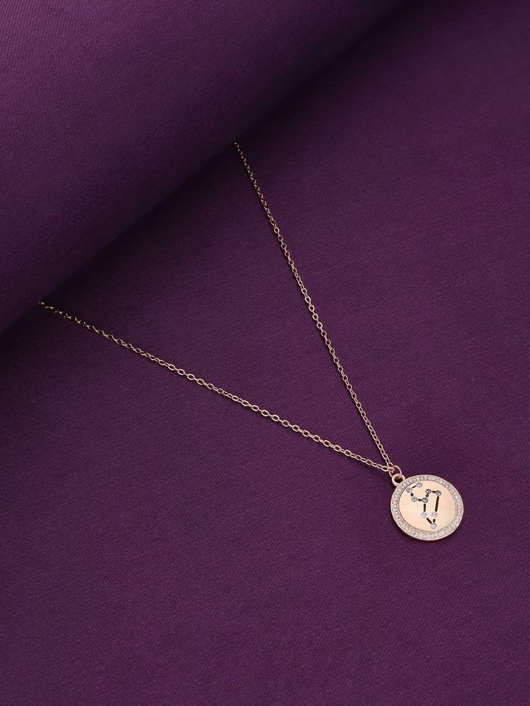 Sterling Silver Rose Gold Minimalistic Leo Single Zodiac Chain Necklace : NLCS119-RG-NA