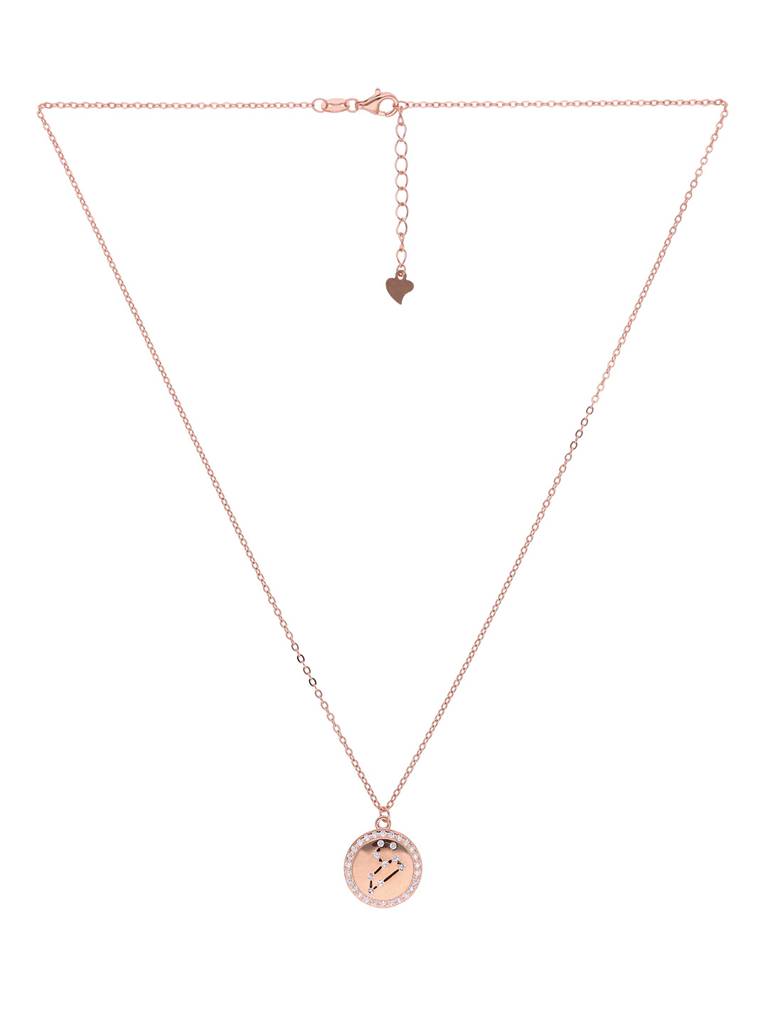 Sterling Silver Rose Gold Minimalistic Leo Single Zodiac Chain Necklace : NLCS119-RG-NA