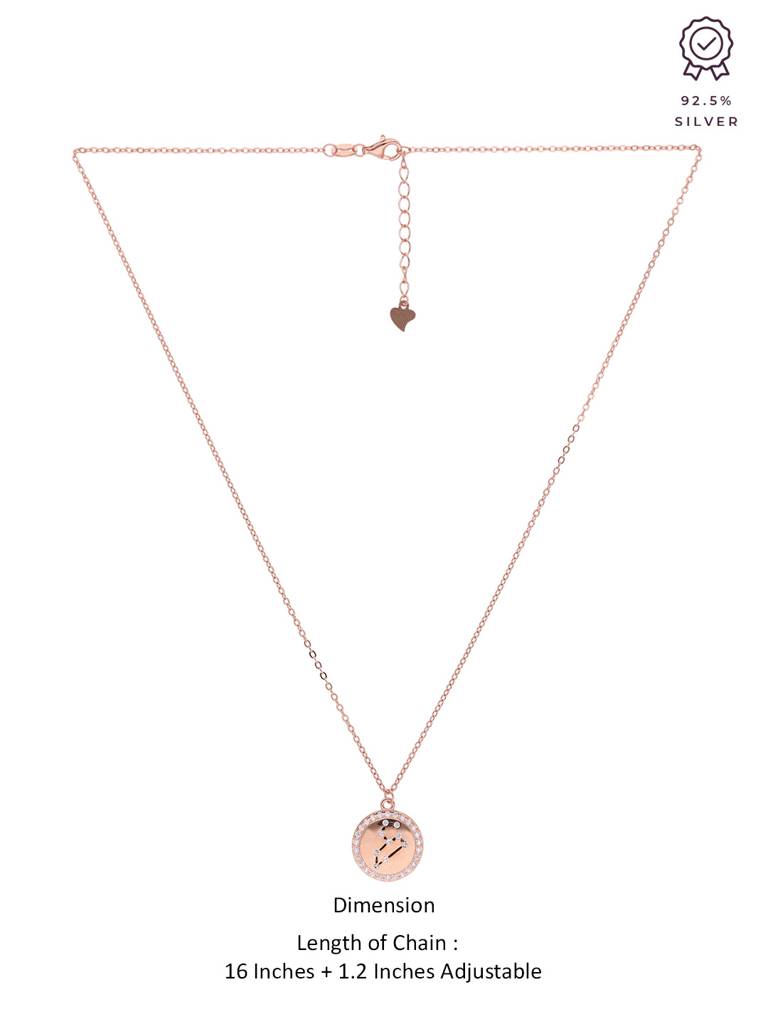 Sterling Silver Rose Gold Minimalistic Leo Single Zodiac Chain Necklace : NLCS119-RG-NA