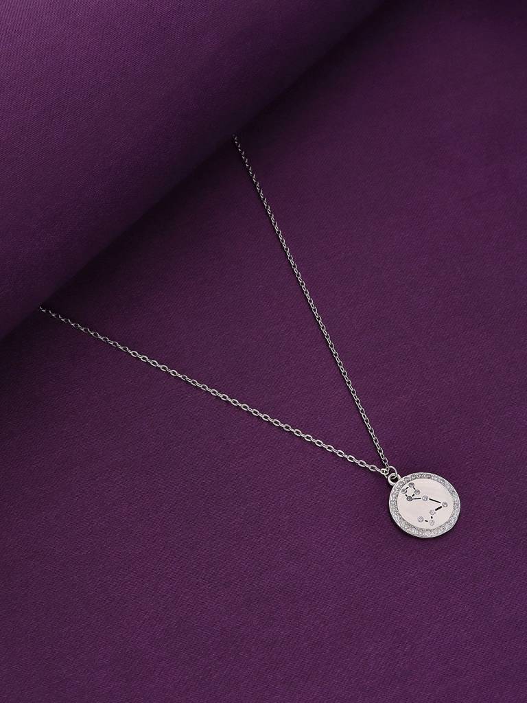 Sterling Silver Minimalistic Pisces Single Zodiac Chain Necklace : NLCS120-S-NA