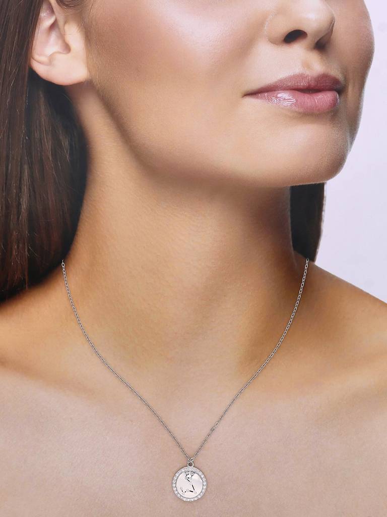 Sterling Silver Minimalistic Pisces Single Zodiac Chain Necklace : NLCS120-S-NA