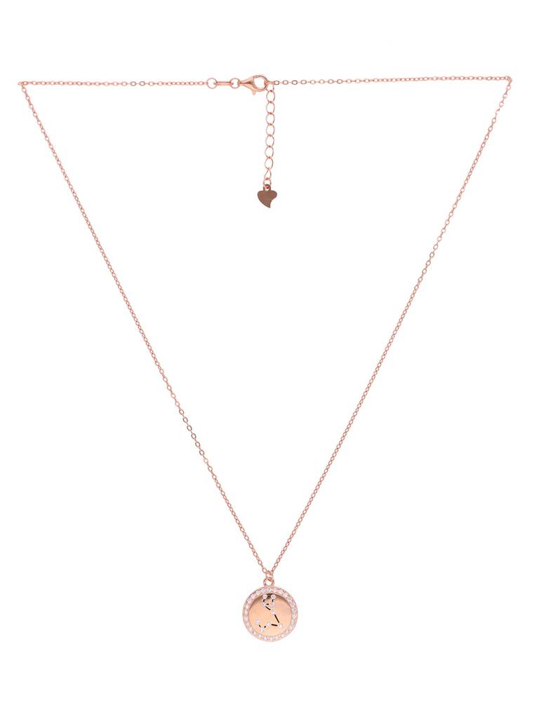 Sterling Silver Rose Gold Minimalistic Pisces Single Zodiac Chain Necklace : NLCS121-RG-NA