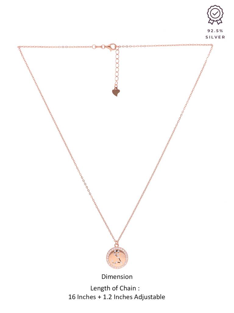 Sterling Silver Rose Gold Minimalistic Pisces Single Zodiac Chain Necklace : NLCS121-RG-NA
