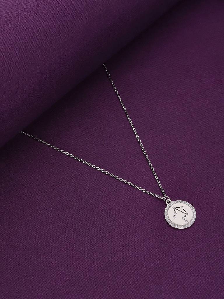 Sterling Silver Minimalistic Libra Single Zodiac Chain Necklace : NLCS122-S-NA