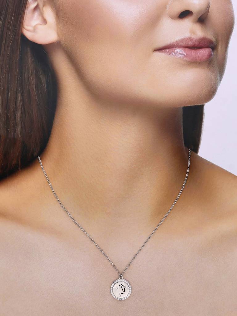 Sterling Silver Minimalistic Libra Single Zodiac Chain Necklace : NLCS122-S-NA