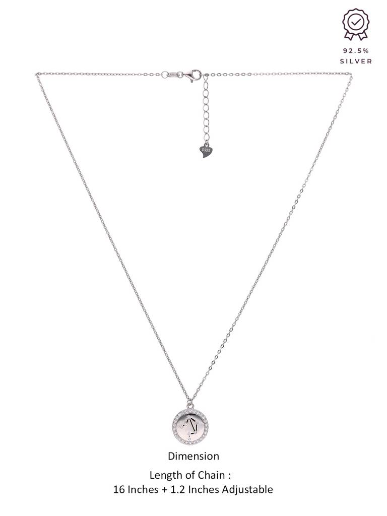Sterling Silver Minimalistic Libra Single Zodiac Chain Necklace : NLCS122-S-NA