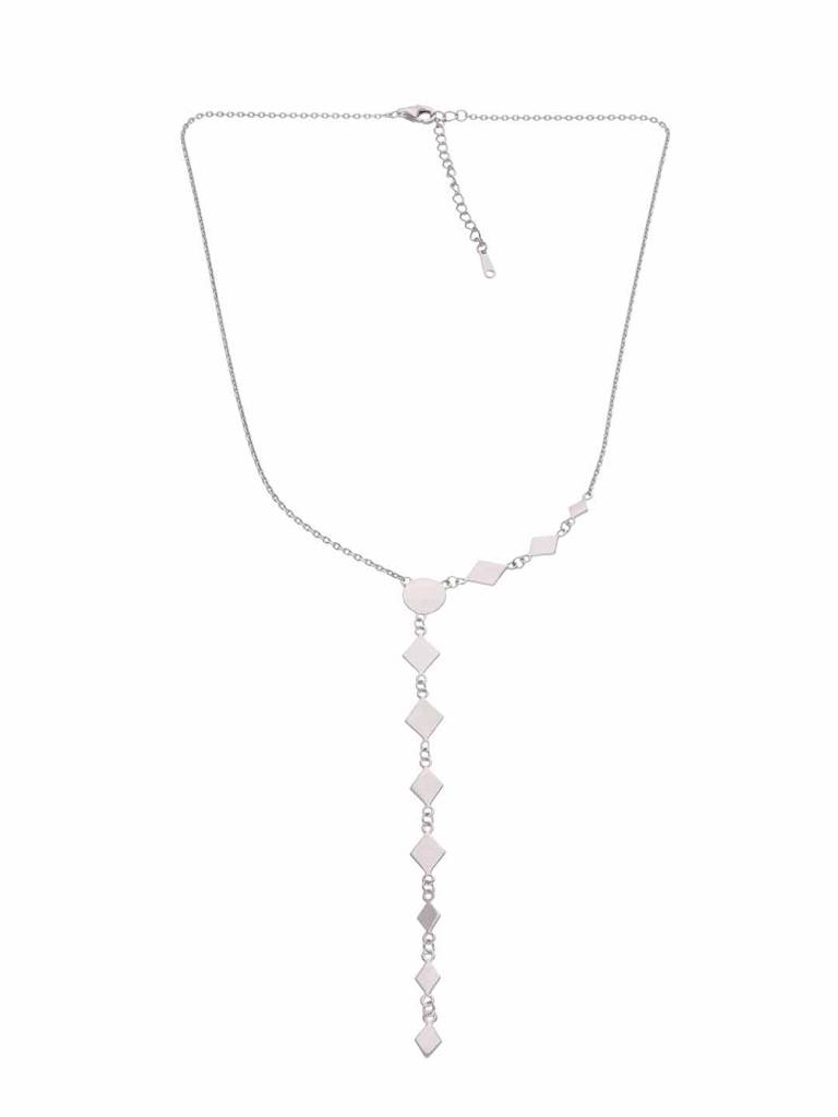 Sterling Silver Diamond Shaped Drops Casual Necklace : NLCS126-S-NA