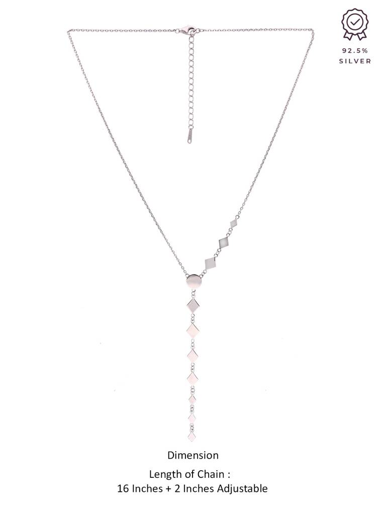 Sterling Silver Diamond Shaped Drops Casual Necklace : NLCS126-S-NA