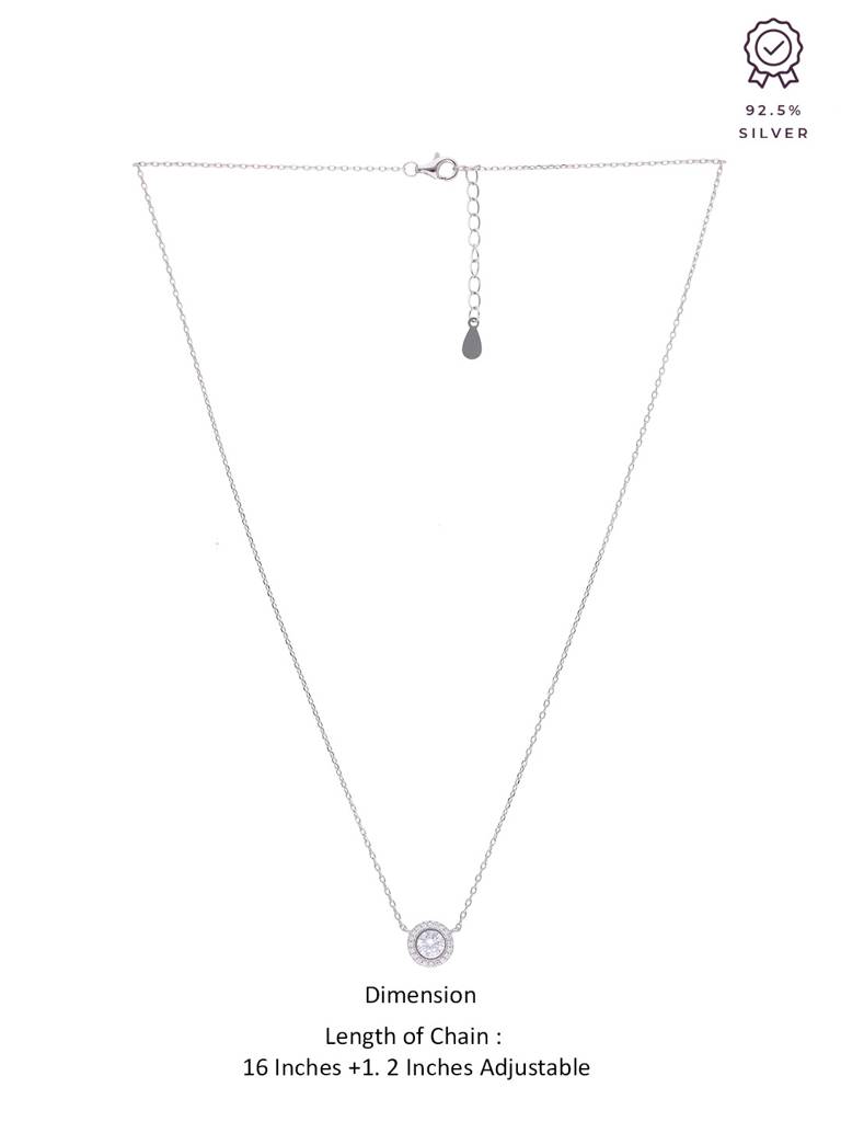 Sterling Silver Single Crystal Zirconia Casual Necklace : NLCS128-S-NA
