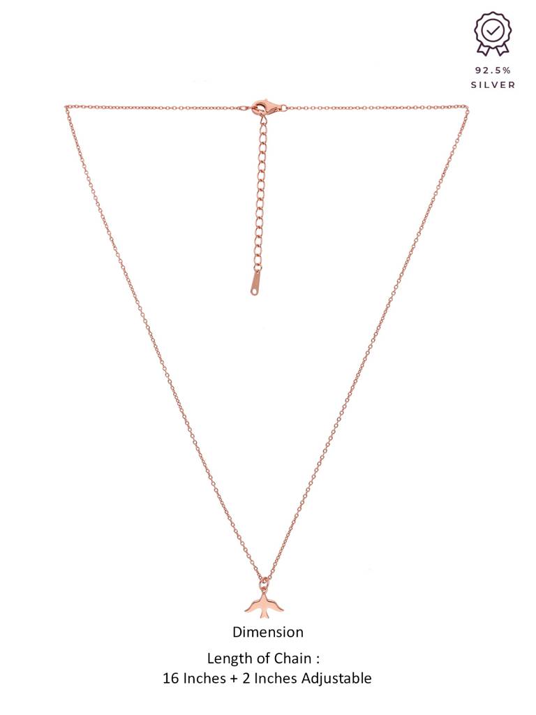 Sterling Silver Rose Gold The Worthy Wings Casual Necklace : NLCS133-RG-NA